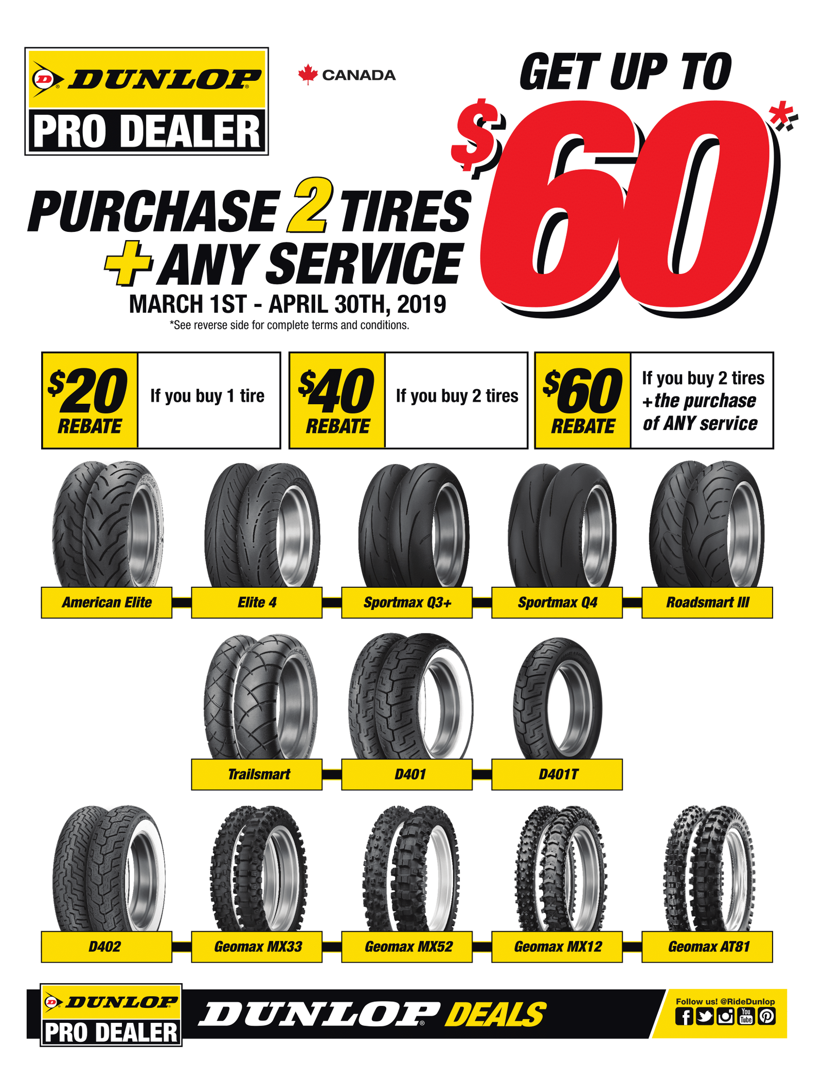 Dunlop Pro Dealer Rebate on Tires and Service