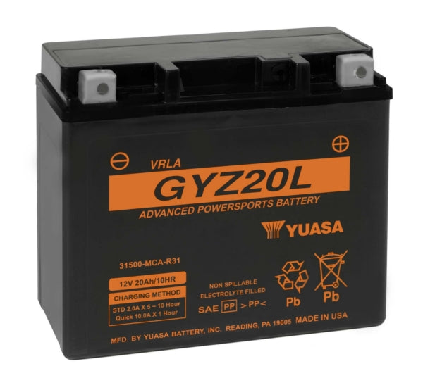 Yuasa Battery Maintenance Free AGM Factory Activated GYZ20L Part# YUAM720GZ - Euromoto