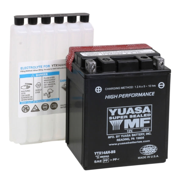 Yuasa Battery Maintenance Free AGM Factory Activated YTX14AH-F/A Part# YUAM72H4A - Euromoto