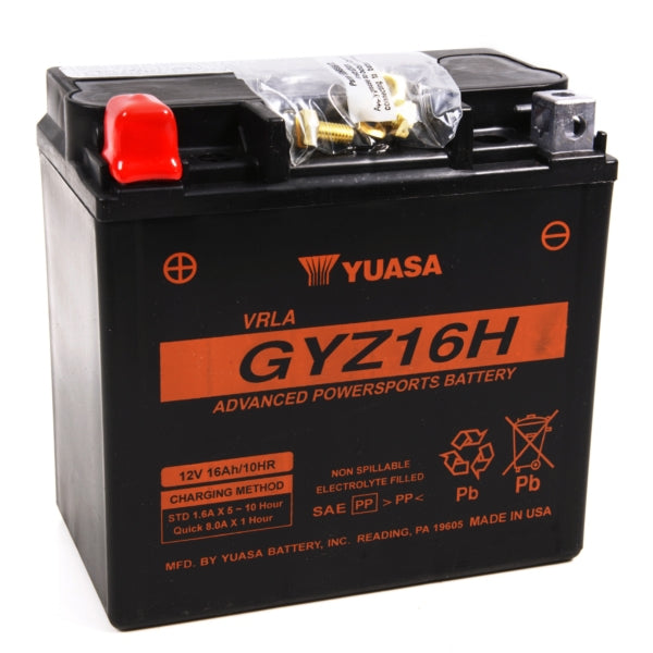 Yuasa Battery Maintenance Free AGM Factory Activated GYZ16H Part# YUAM716GH - Euromoto