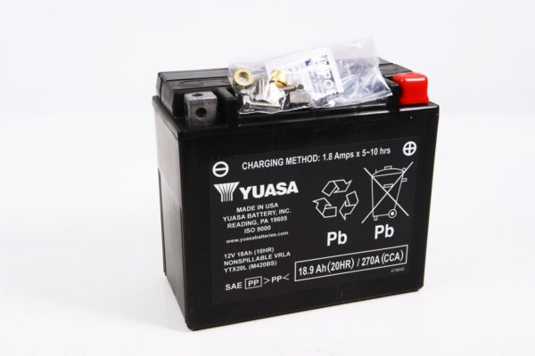 Yuasa Battery Maintenance Free AGM Factory Activated YTX20L-F/A Part# YUAM420BS - Euromoto