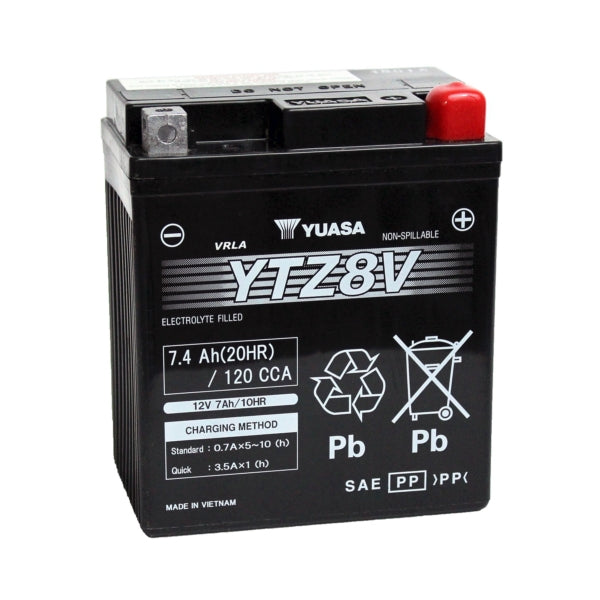 Yuasa Battery Maintenance Free AGM Factory Activated YTZ8V Part# YUAM728ZV - Euromoto