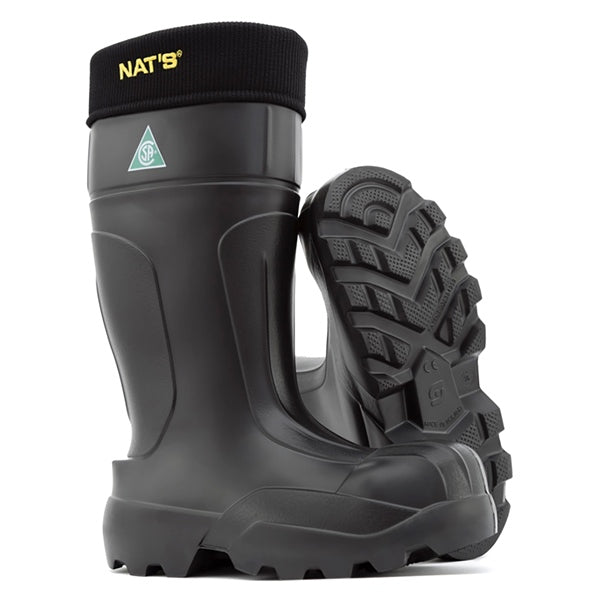 NAT'S EVA Safety Waterproof Boots Black Ultralight with removable felt liner - Euromoto