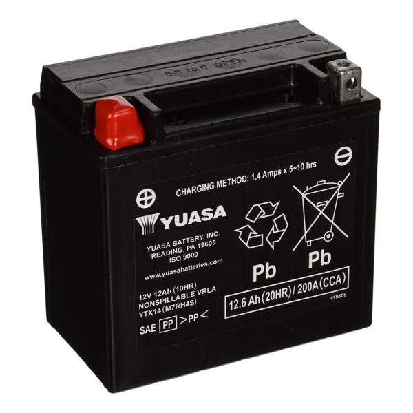 Yuasa Battery Maintenance Free AGM Factory Activated YTX14-F/A Part# YUAM7RH4S - Euromoto