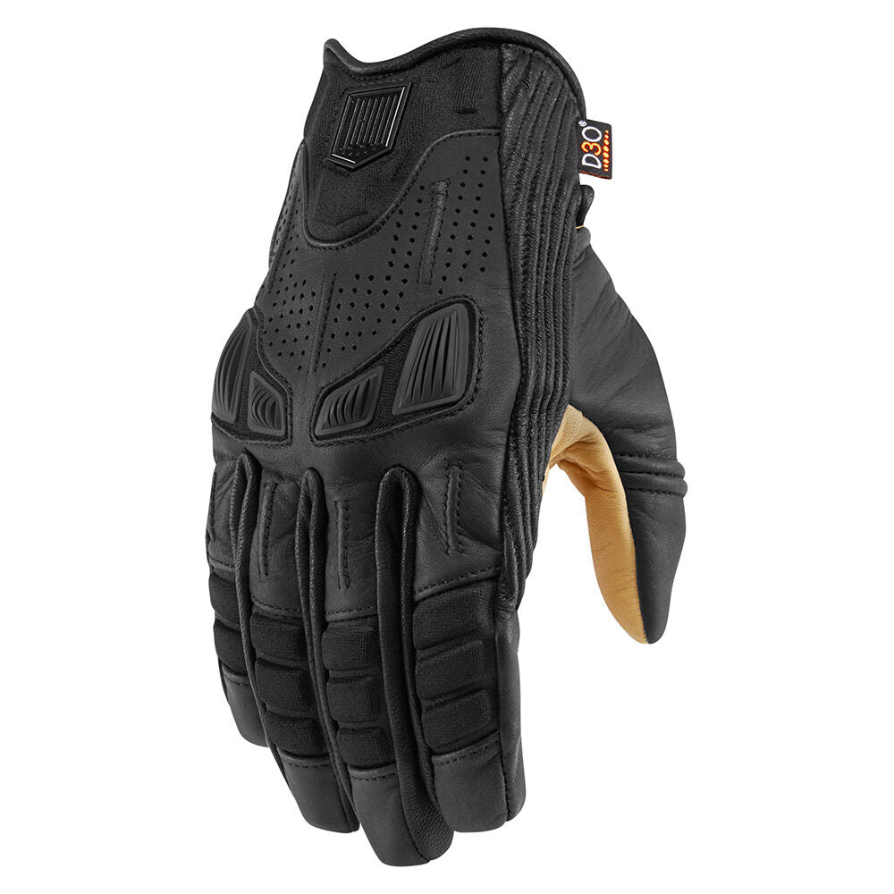 ICON 1000 AXYS motorcycle leather glove black - summer/perforated - Euromoto