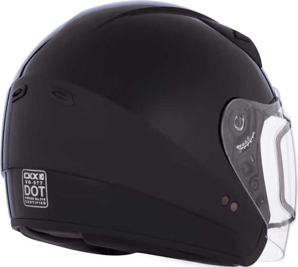 CKX VG977 Winter Double Lens Open-Face Helmet - Solid Black - Euromoto