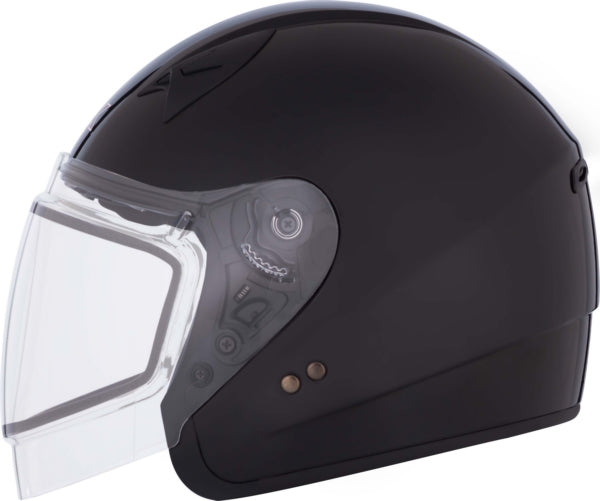 CKX VG977 Winter Double Lens Open-Face Helmet - Solid Black - Euromoto