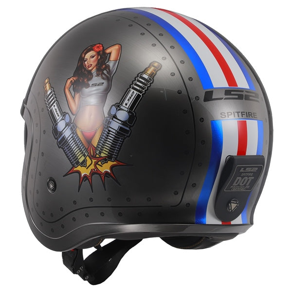 LS2 Spitfire Open-Face Motorcycle Helmet - Spark Brush Graphic - Euromoto