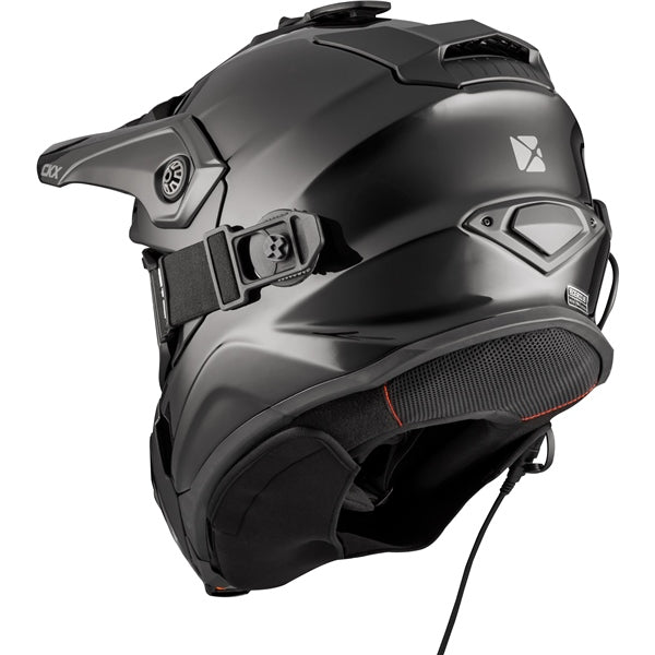 CKX Titan Solid Black Fiberglass Helmet with Electric 210° Goggles - Euromoto