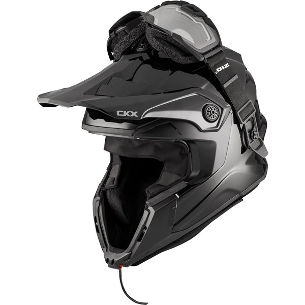 CKX Titan Solid Black Fiberglass Helmet with Electric 210° Goggles - Euromoto