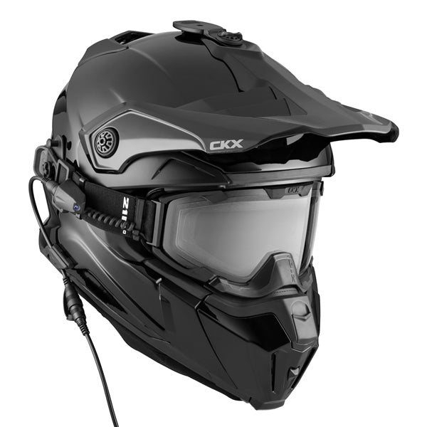 CKX Titan Solid Black Fiberglass Helmet with Electric 210° Goggles - Euromoto