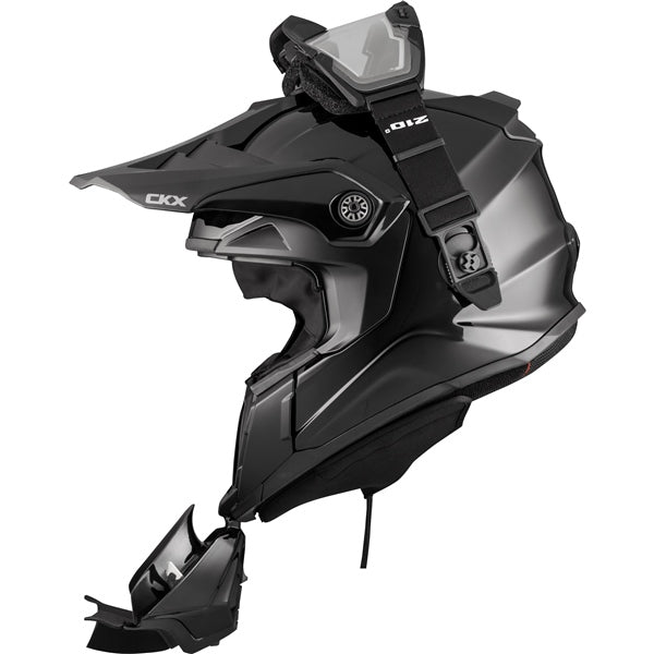 CKX Titan Solid Black Fiberglass Helmet with Electric 210° Goggles - Euromoto