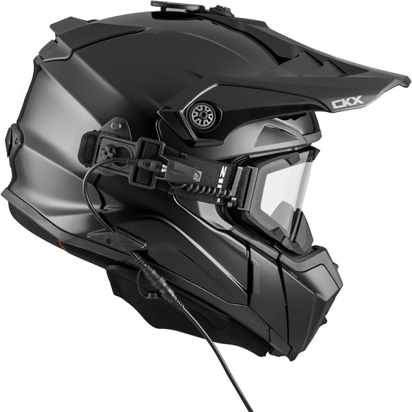 CKX Titan Solid Black Fiberglass Helmet with Electric 210° Goggles - Euromoto