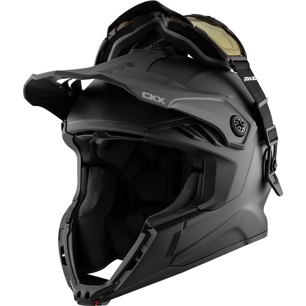 CKX Titan Airflow Solid Matte Black Fiberglass Helmet with 210° Goggles - Euromoto