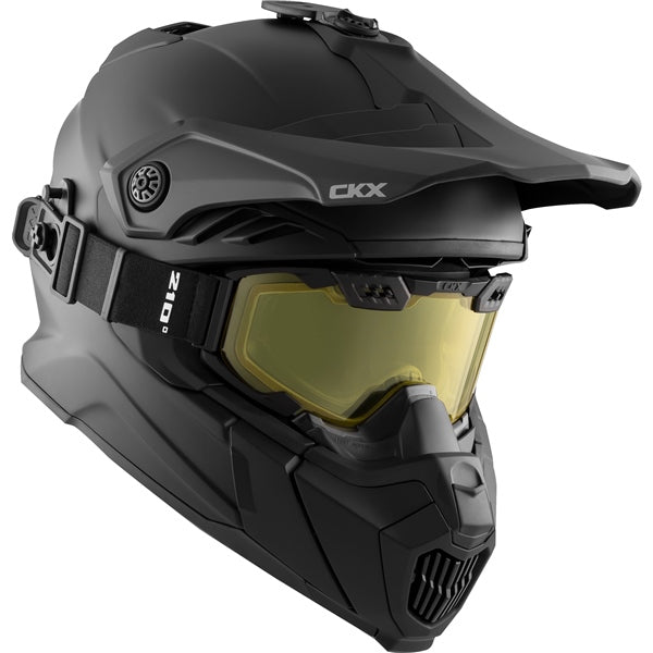 CKX Titan Airflow Solid Matte Black Fiberglass Helmet with 210° Goggles - Euromoto