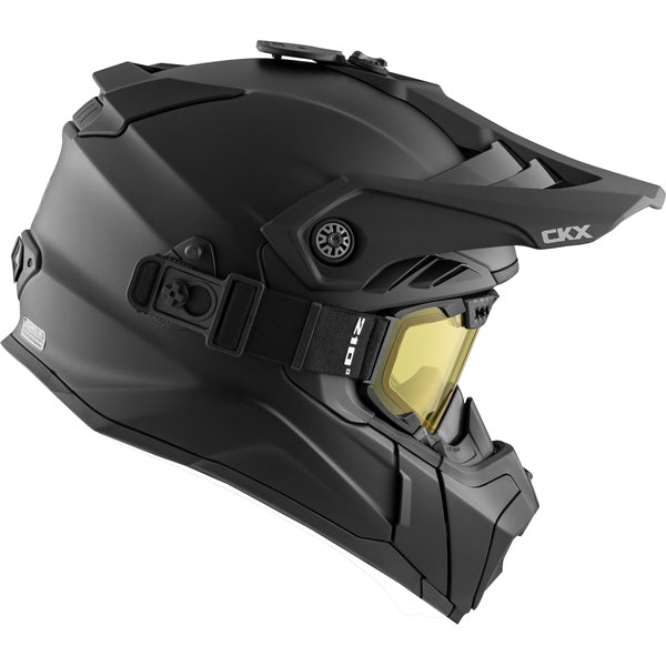 CKX Titan Airflow Solid Matte Black Fiberglass Helmet with 210° Goggles - Euromoto