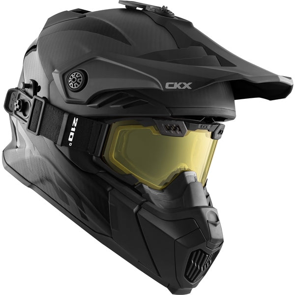 CKX Titan Airflow Carbon Winter Helmet with 210° Goggles - Matte Carbon - Euromoto