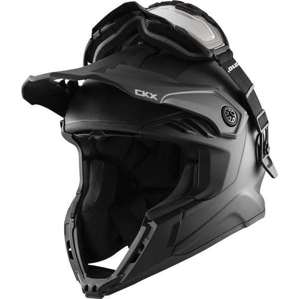 CKX Titan Airflow Solid Matte Black Fiberglass Helmet with Electric 210° Goggles - Euromoto