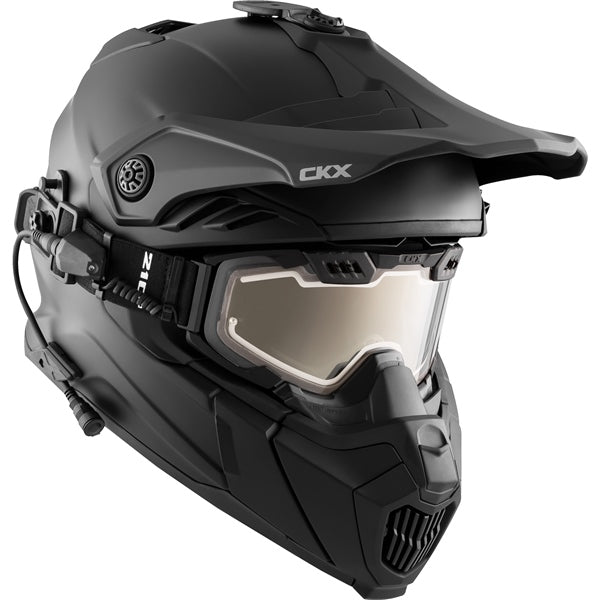 CKX Titan Airflow Solid Matte Black Fiberglass Helmet with Electric 210° Goggles - Euromoto