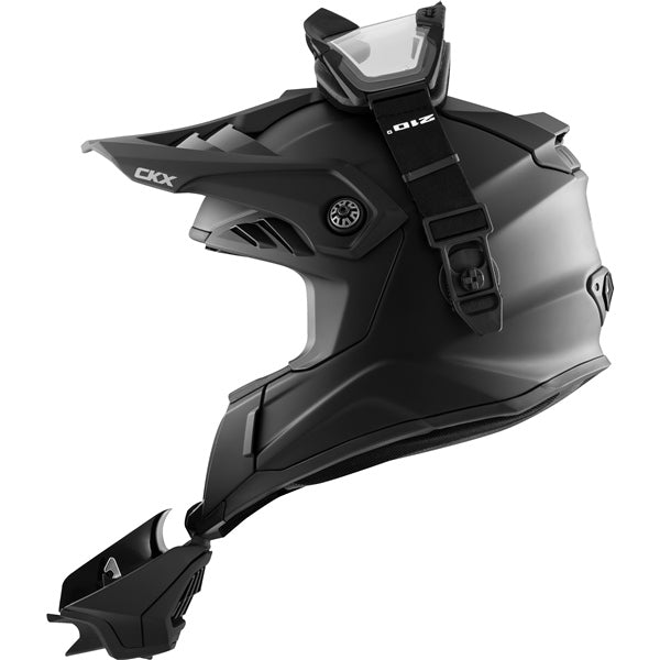 CKX Titan Airflow Solid Matte Black Fiberglass Helmet with Electric 210° Goggles - Euromoto