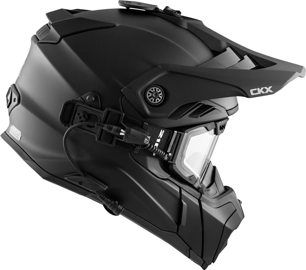 CKX Titan Airflow Solid Matte Black Fiberglass Helmet with Electric 210° Goggles - Euromoto
