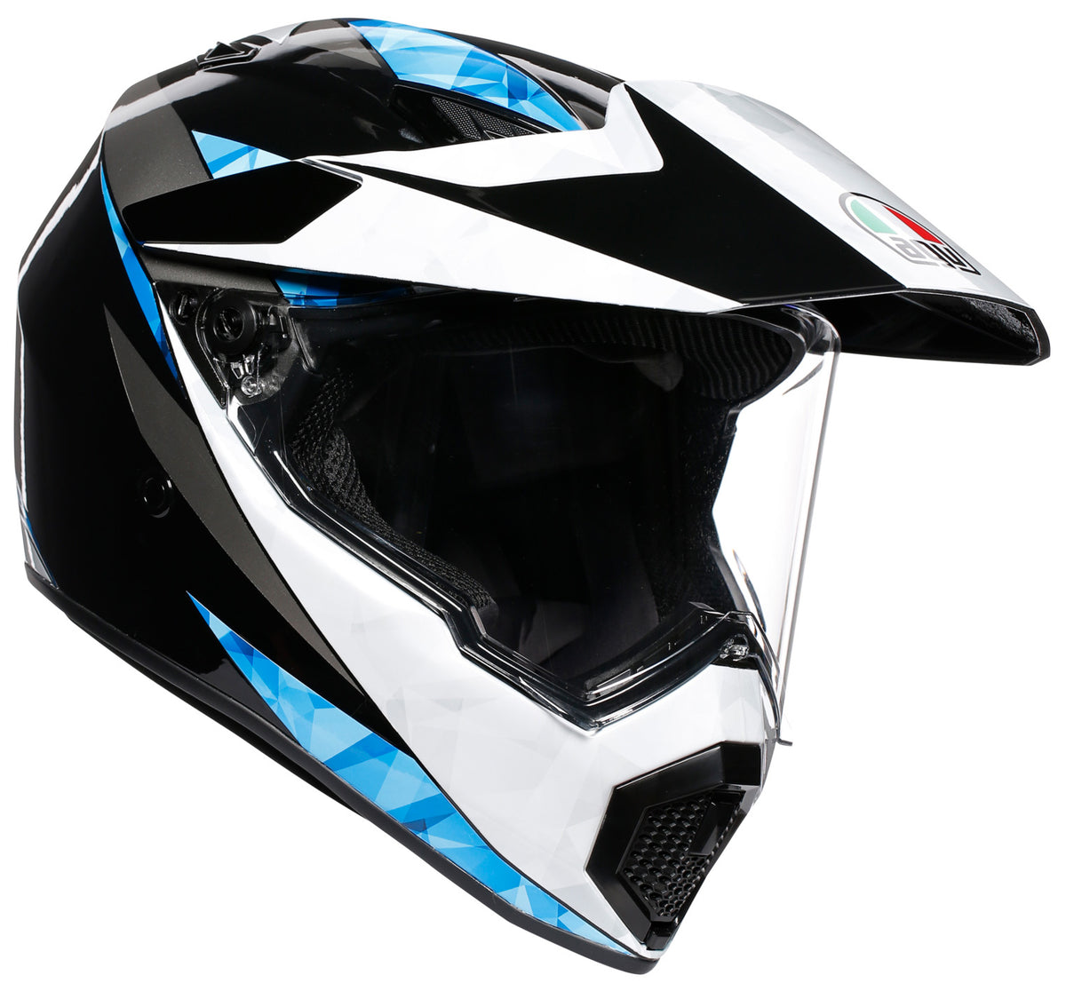 AGV AX-9 North Helmet Summer - 4-way configurations - Black/White/Cyan - Euromoto