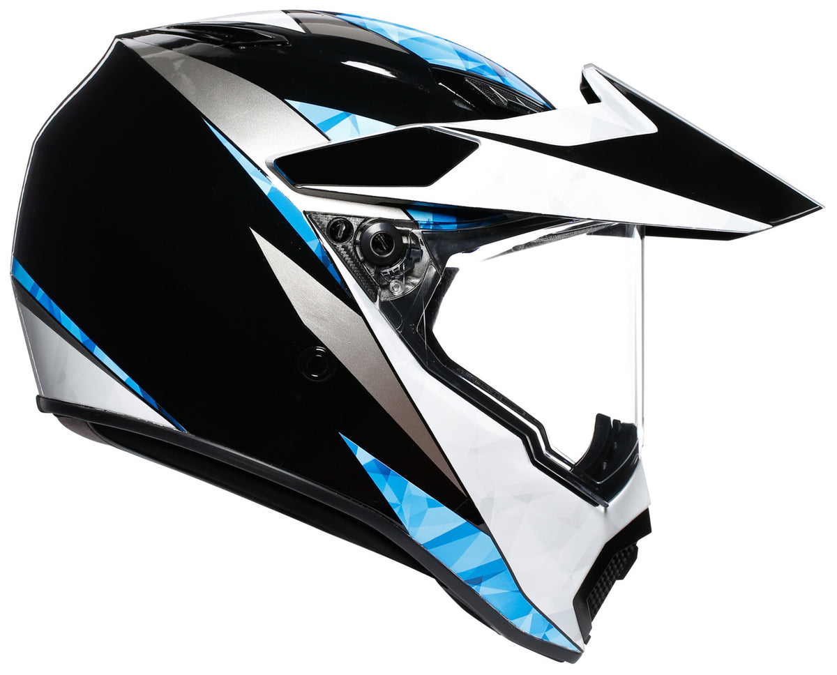 AGV AX-9 North Helmet Summer - 4-way configurations - Black/White/Cyan - Euromoto
