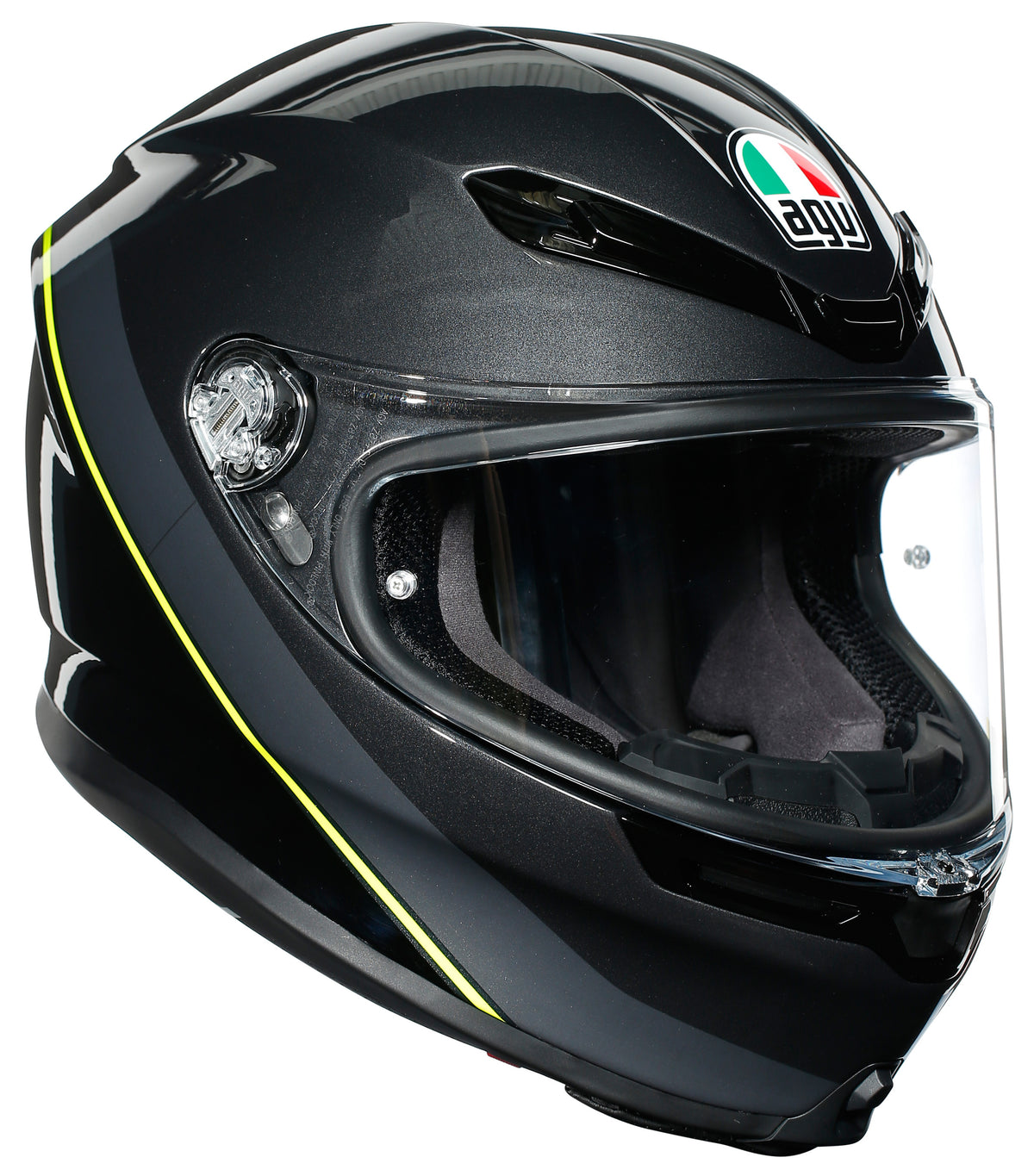 AGV K-6 Motorcycle Helmet - Minimal Gun Metal/Black/Yellow Fluo - Euromoto