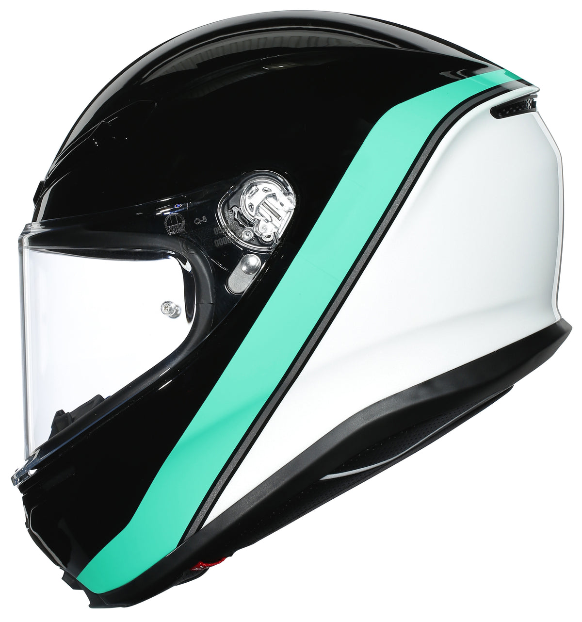 AGV K-6 Full-Face Motorcycle Helmet - Minimal Black/Pearl White/Aqua - snowmobile atv motorcycle marine Canada USA