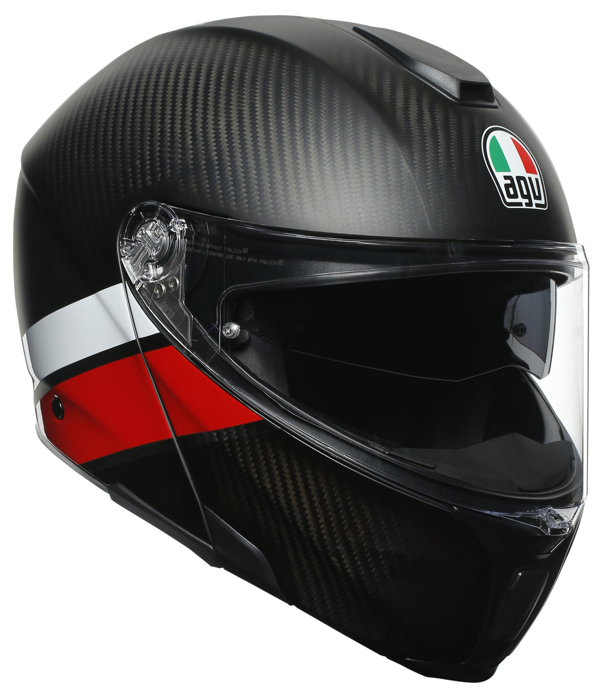 AGV HELMET SPORTMODULAR LAYER CARBON/RED/WHITE - Euromoto