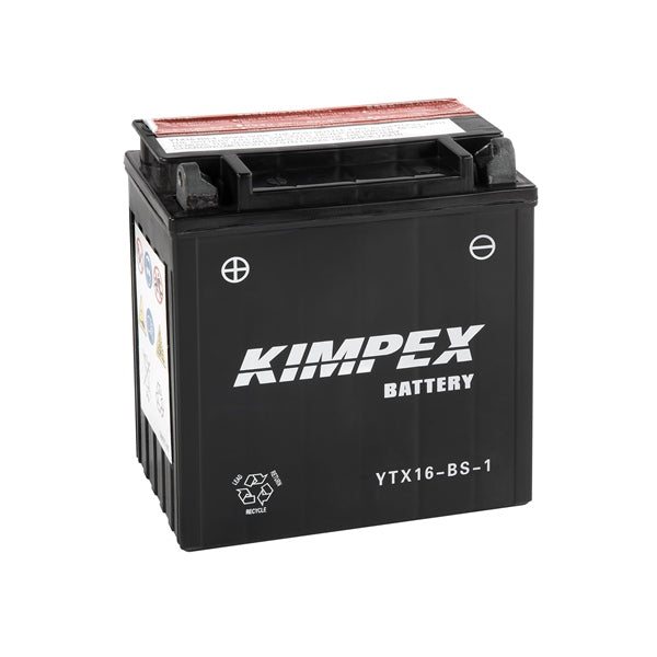 Kimpex Battery Maintenance Free AGM YTX16-BS-1 Part# HTX16-BS-1 - Euromoto