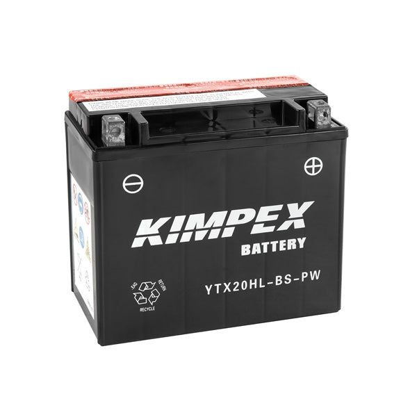 Kimpex Battery Maintenance Free AGM High Performance YTX20HL-BS-P Part# HTX20HL-BS-PW - Euromoto