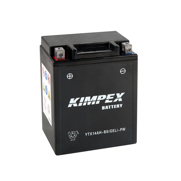 Kimpex Battery Maintenance Free AGM High Performance YTX14AH-BS(GEL) Part# HTX14AH-BS(GEL)-PW - Euromoto