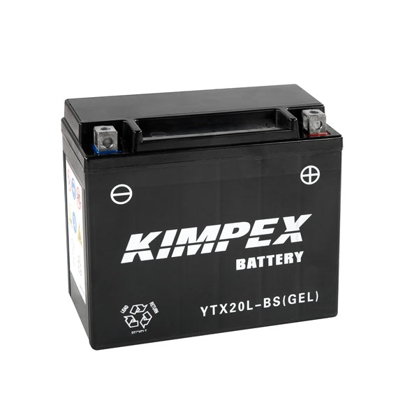 Kimpex Battery Maintenance Free AGM YTX20(L)-BS(GEL) Part# HTX20(L)-BS(GEL) - Euromoto