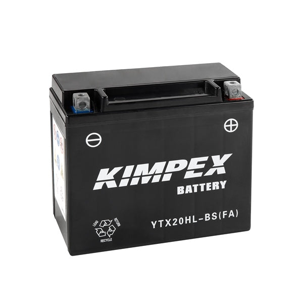 Kimpex Battery Maintenance Free AGM High Performance YTX20H(L)-BS(FA) Part# HTX20H(L)-BS(FA) - Euromoto