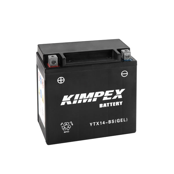 Kimpex Battery Maintenance Free AGM YTX14-BS(GEL) Part# HTX14-BS(GEL) - Euromoto