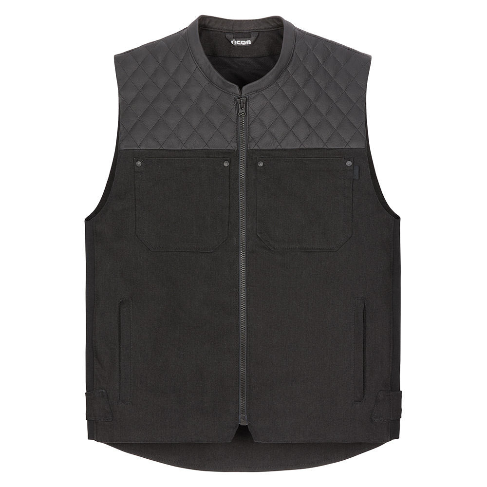 Icon Chamonix Mens Motorcycle Leather and Textile Vest - Black - snowmobile atv motorcycle marine Canada USA