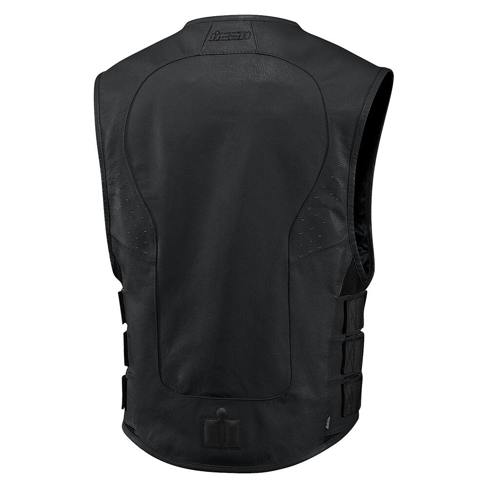 Icon Regulator D3O Mens Motorcycle Leather Vest Black